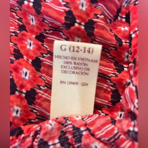 Faded Glory Retro Peasant Top Blouse - Large - Tie Closure - Red & Black - Picture 6 of 10